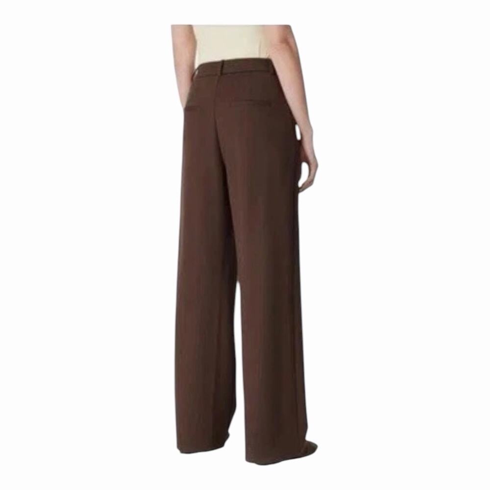 OGL Rich Hickory Brown Pleated Front Wide Leg Tailored Trousers Pants NWT - Picture 13 of 15